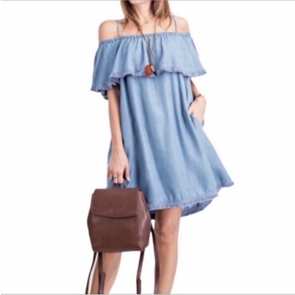 easel denim dress Sheriden Collared Mini Denim Dress - White